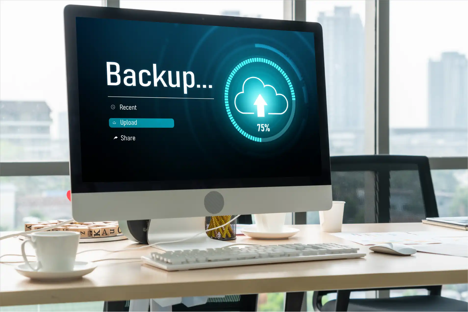Back-up en cloud-herstel: voortgang van upload/restore test op monitor